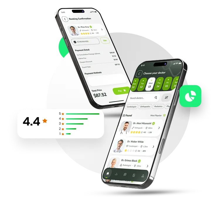 ZappQ Mobile App Mockup - Online Doctor Appointment Booking